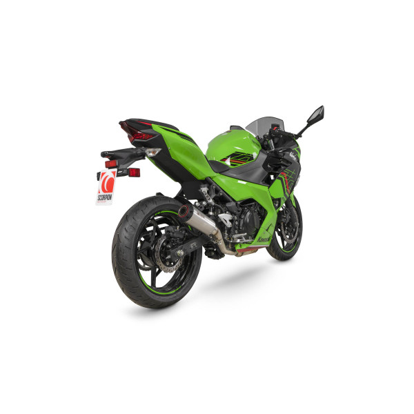 Scorpion Exhaust Kawasaki Ninja 400 2018 - 2023 Red Power Slip-on Brushed Stainless Steel Sleeve